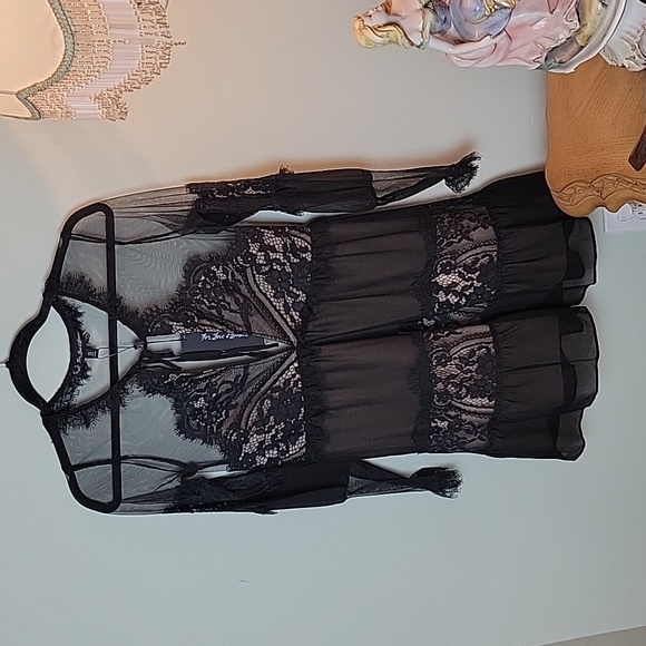 For love and lemons Alexa Lace inset black sheer mini dress - Picture 2 of 10